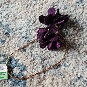 GOLD bracelet, NWT, purple flowers